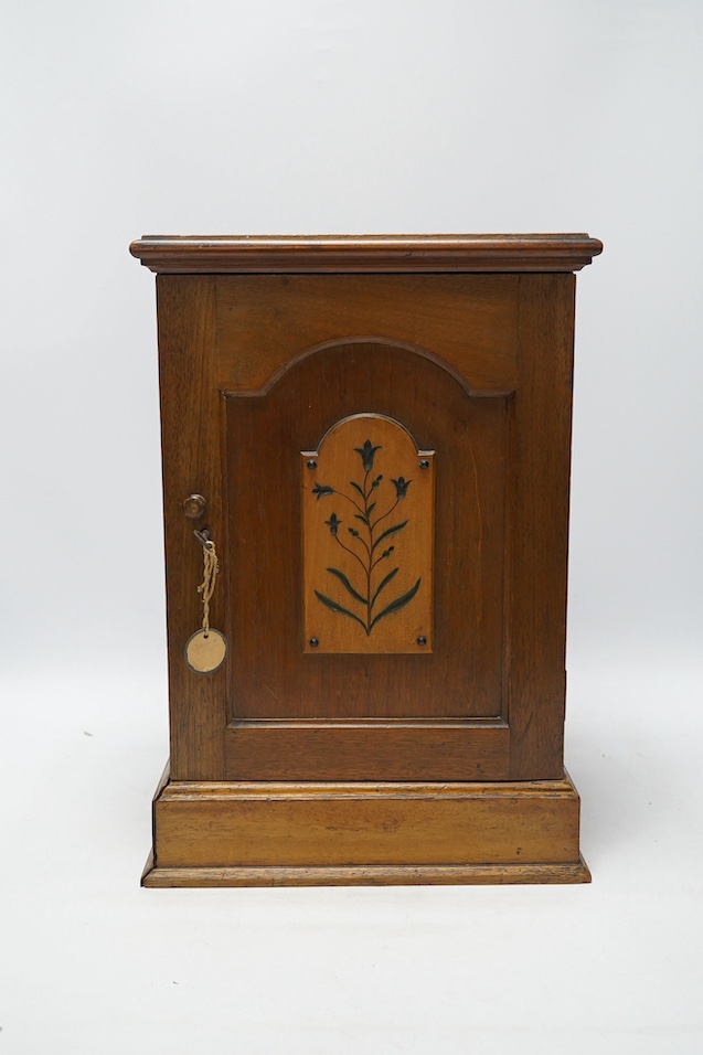 A pair of Victorian Aesthetic period oak table top cabinets, each with five drawers, 38cm high. Condition - fair to good